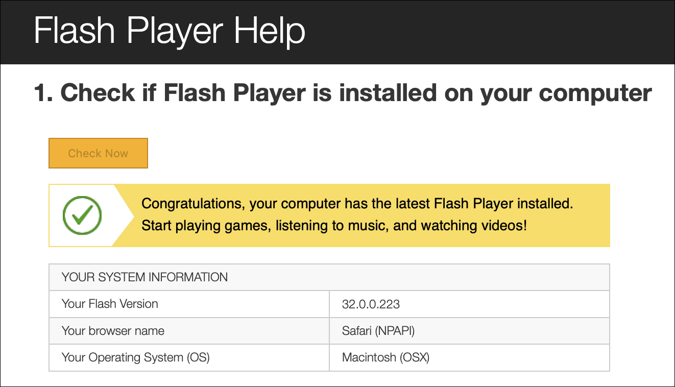 flash player for mac test